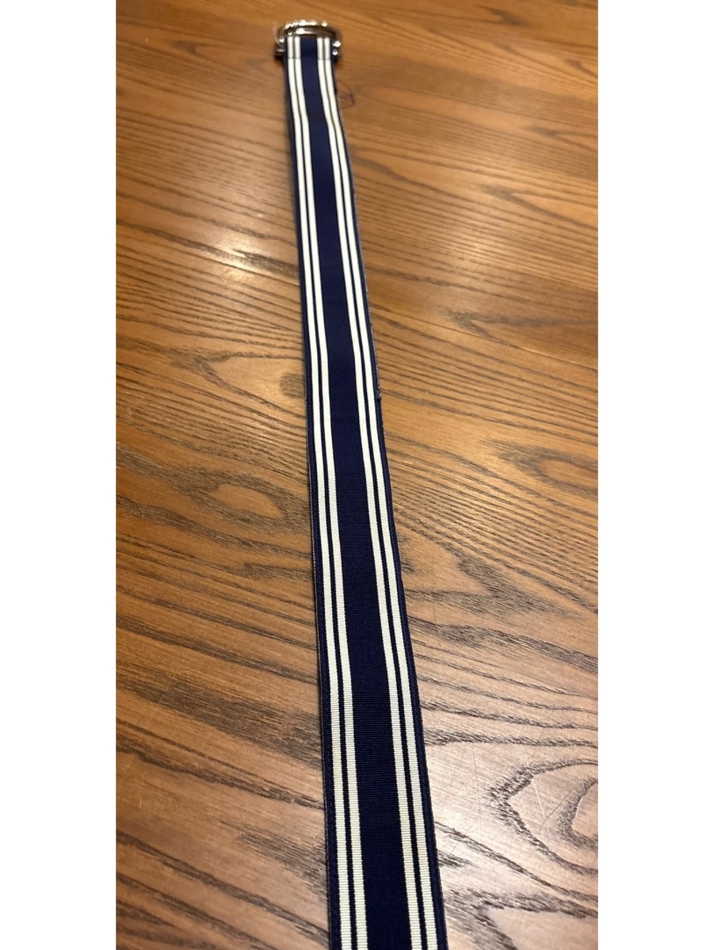 Polo Ralph Lauren Navy & White Striped D-Ring Belt - Size M/L (42" Total Length) - Picture 10 of 12